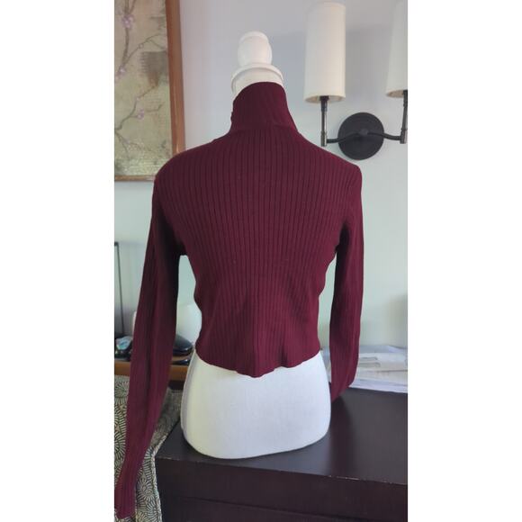 ZARA Four button accent rib light turtleneck Medium Mock Sweater  M - Picture 6 of 16